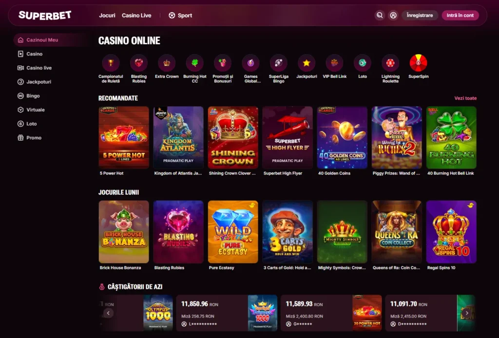 Sloturi video (pacanele) la Superbet Casino